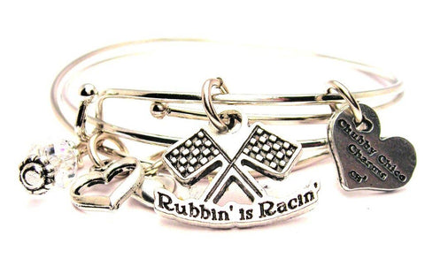 Rubbin is racing Bangle Expandable Bracelet checkered flag