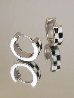 Checkered Pattern Hoop Earrings