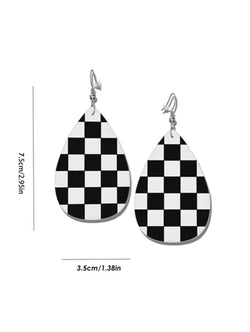Checkerboard Pattern Drop Earrings