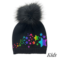 Kids Knit Beanie with Metallic Stars