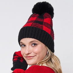 Plaid Knit Beanie