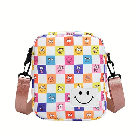 Silly Face Checkered Kids Crossbody
