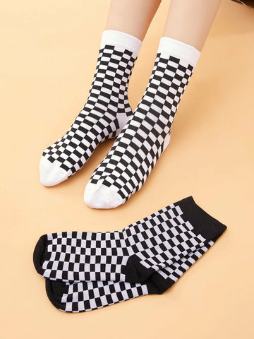 2 Pairs Checkered Socks