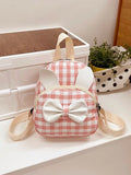 Girls Checkered Bow Backpack