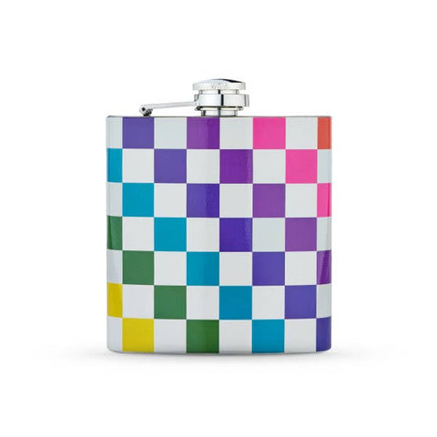 Checkered Rainbow 6oz Flask