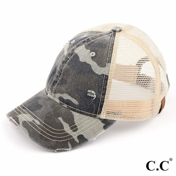 Distressed Camouflage Baseball Cap