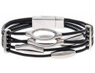Silver Black Tubes Magnetic Bracelet