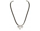 Silver Simple Drops on Black Cord Necklace