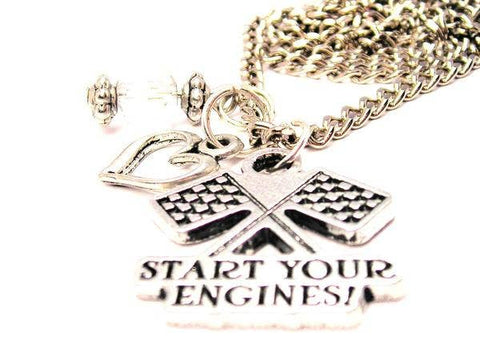 Start your engines Necklace checkered flag